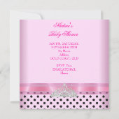 ベビーシャワー 女の子 ポルカドット ピンク プリンセス ブラック 招待状 (裏面)