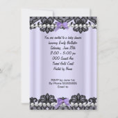 ベビーシャワー 女の子 ラベンダー パープル ブラックレース 招待状 (裏面)