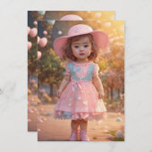 ベビーシャワー 女の子 招待状 カード (正面/裏面)