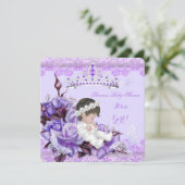 ベビーシャワー 女の子 蝶 ライラック ラベンダー 薔薇 招待状 (スタンド正面)