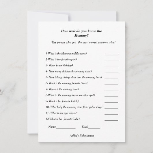 ベビーシャワー 妊婦さんってどんな人? 招待状 (正面)