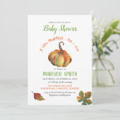 ベビーシャワー |小さなカボチャが近づいています 招待状 (スタンド正面)