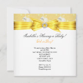 ベビーシャワー 性別発表 イエロー 女の子 男の子 ウサギ 朝 招待状 (裏面)