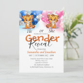 ベビーシャワー 性別発表 ピンクとブルーの風船 案内状 (スタンド正面)