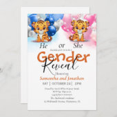 ベビーシャワー 性別発表 ピンクとブルーの風船 案内状 (正面/裏面)