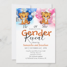 ベビーシャワー 性別発表 ピンクとブルーの風船 案内状