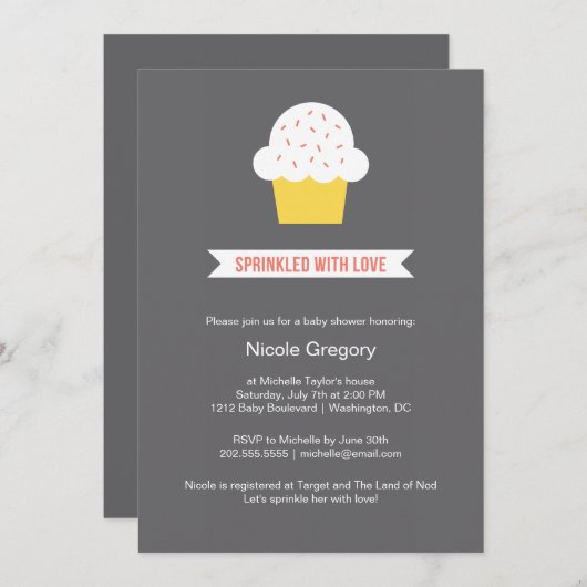 ベビーシャワー |恋がまき散らされる 招待状 (正面/裏面)