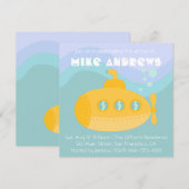 ベビーシャワー: 愛らしい黄色の潜水艦 水中 招待状 (正面/裏面)