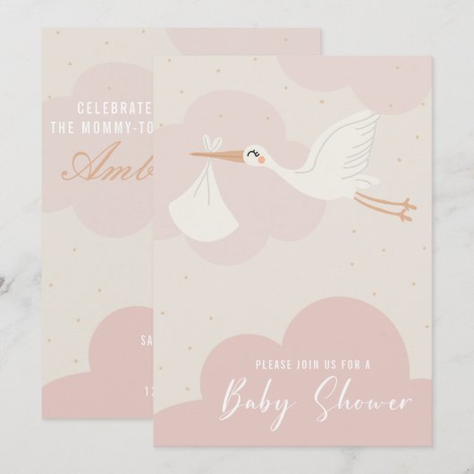 ベビーシャワー 招待状 (正面/裏面)