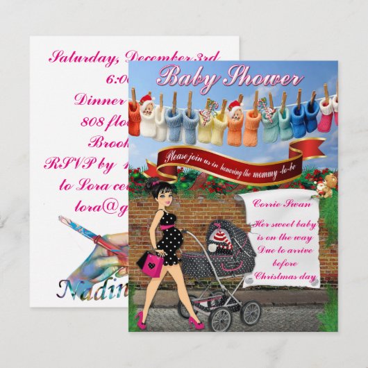 ベビーシャワー 招待状 (正面/裏面)