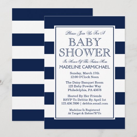 ベビーシャワー 招待状 (正面/裏面)