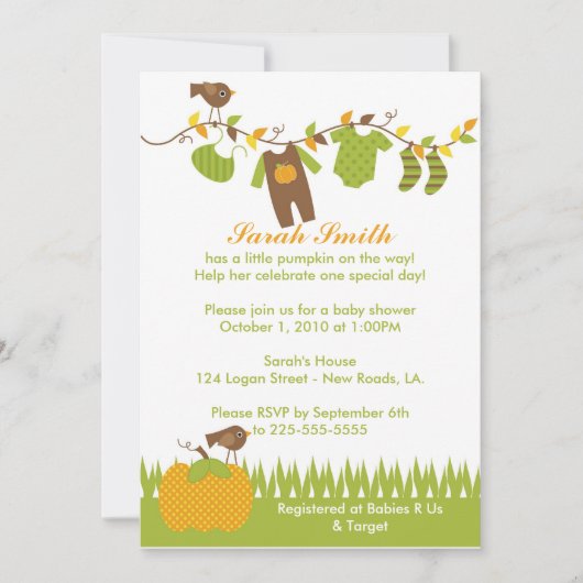 ベビーシャワー 招待状 (正面)