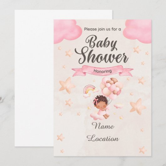 ベビーシャワー 招待状 (正面/裏面)