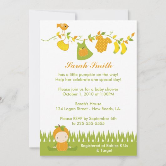 ベビーシャワー 招待状 (正面)