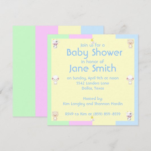 ベビーシャワー 招待状 (正面/裏面)