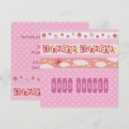 ベビーシャワー 招待状 (正面/裏面)