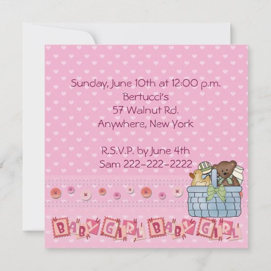 ベビーシャワー 招待状 (裏面)