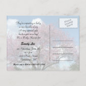 ベビーシャワー、春さくらんぼ開花ツリー インビテーションポストカード (裏面)