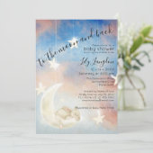 ベビーシャワー、月に眠る甘いバニー 招待状 (スタンド正面)