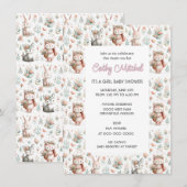 ベビーシャワー 森の動物たち 招待状 (正面/裏面)