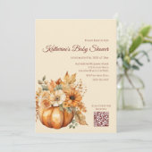 ベビーシャワー – 水カラーカボチャフローラデザイン- 招待状 (スタンド正面)