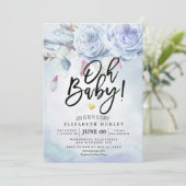 ベビーシャワー 水彩 ボヘミアンフラワー＆フェザー 招待状 (スタンド正面)