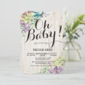 ベビーシャワー 水彩 多肉植物 白い木 招待状 (スタンド正面)