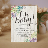 ベビーシャワー 水彩 多肉植物 白い木 招待状