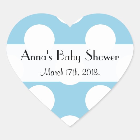 ベビーシャワー-水玉模様(パ点々のあるターン) -青 ハートシール (正面)