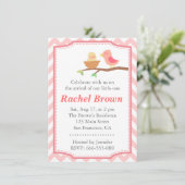 ベビーシャワー-生まれたばかりののかわいいピンクの鳥 招待状 (スタンド正面)