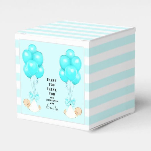 ベビーシャワー 男の子の双子 フェイバーボックス (正面サイド)