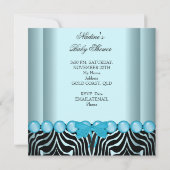 ベビーシャワー 男の子 ゼブラ 青 プリンス クラウン 黒 招待状 (裏面)