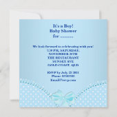 ベビーシャワー 男の子 水色 白い水玉 招待状 (裏面)