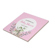 ベビーシャワー 白い雪の華 ピンクの水玉模様 タイル (側面)