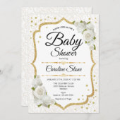 ベビーシャワー – 白金ゴールド 招待状 (正面/裏面)