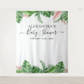 ベビーシャワー 背景 トロピカル フラワー フォトブース タペストリー (正面)