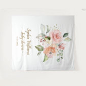 ベビーシャワー 背景 - ブラッシュピンクのバラ タペストリー (正面(横))