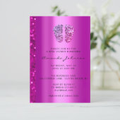 ベビーシャワー 脚 グリッター ピンクのドリップス  男の子 女の子 招待状 (スタンド正面)