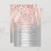 ベビーシャワー 脚 シルバー 女の子 ロイヤル ローズレース ピンク 招待状 (正面/裏面)