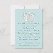 ベビーシャワー 脚 シルバー 女の子 男の子 グレー アクア 招待状 (正面)