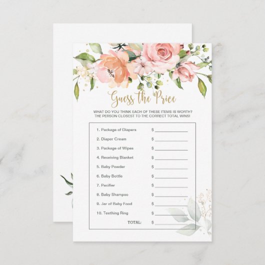 ベビーシャワー 花の価格当てゲーム (正面/裏面)