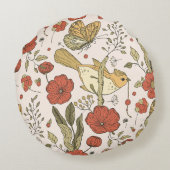 ベビーシャワー | 蝴蝶と花の詩的な花柄 ラウンドクッション (裏面)