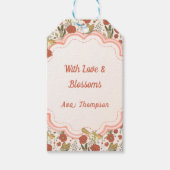 ベビーシャワー | 蝶々と花の詩的な花 ギフトタグ (正面)