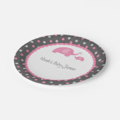 ベビーシャワー 象 ピンク グレー & ホワイト ペーパープレート (アングル)