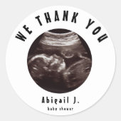ベビーシャワー 超音波写真 感謝 ラウンドシール (正面)