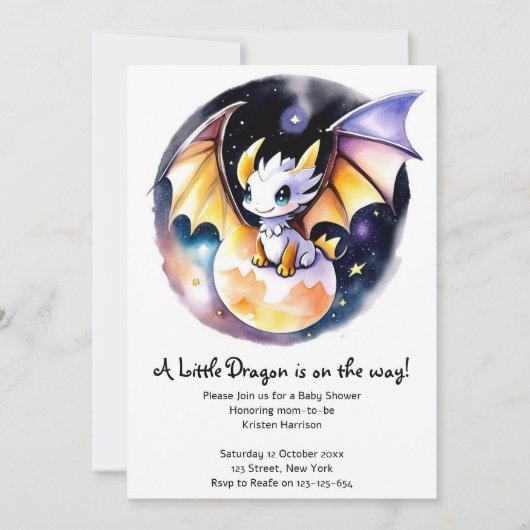 ベビーシャワー:轟音ドラゴンテーマ 招待状 (正面)