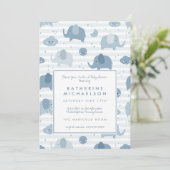 ベビーシャワー |青い象 招待状 (スタンド正面)