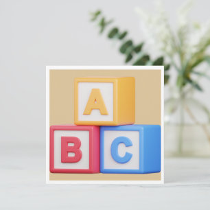 ベビーシャワー – Alphabet Blocks Luncheon サンキューカード