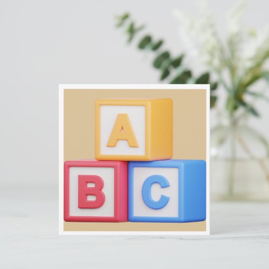 ベビーシャワー – Alphabet Blocks Luncheon サンキューカード (スタンド正面)