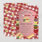 ベビーシャワー BBQ バックヤード 食品 プライド 赤 招待状 (正面/裏面)